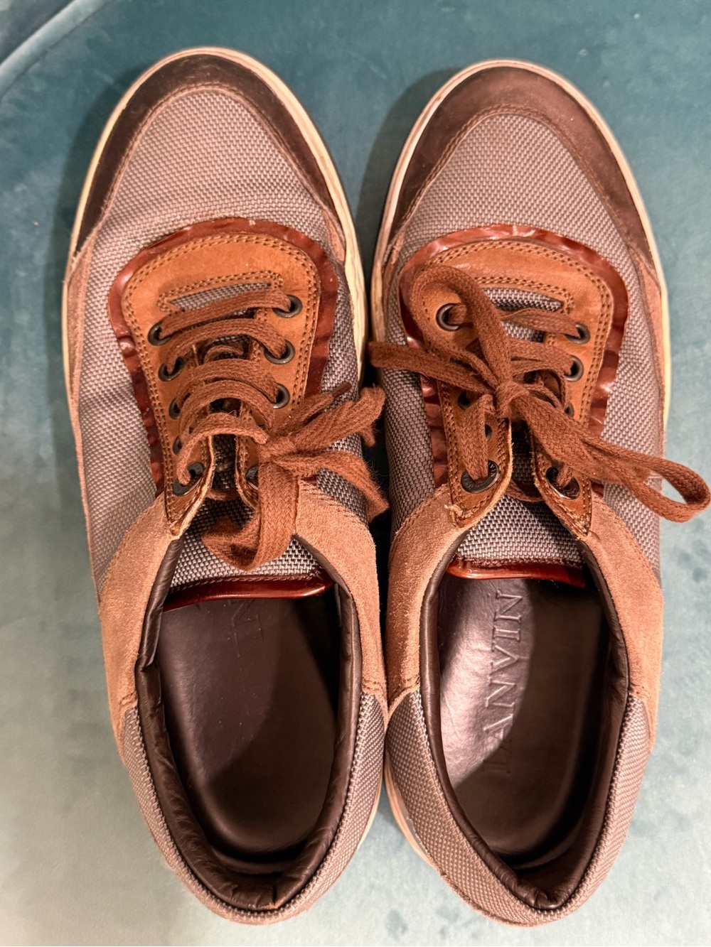 Lanvin Men’s Brown Suede & Mesh Low-Top Sneakers – Size 6 / Fits US 8